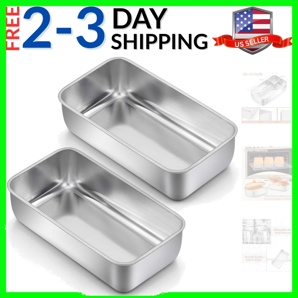 2 Pack Bread Loaf Pans for Baking Bread, 9x5Inch Stainless Steel Meatloaf Bak…