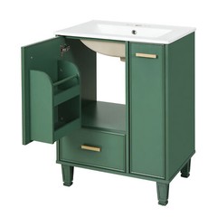 Bathroom Vanity with/Sink Solid Wood Frame Storage Cabinet w/Door Shelf, Drawer