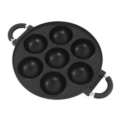 15.35*11.02*2.17″ Black Round Aluminum 7 Holes Takoyaki Pan Maker Hand Wash Only