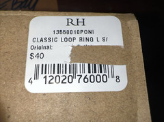 NEW DRAPE Rings Restoration Hardware CLASSIC Loop POLISHED Nickel Silver LARGE