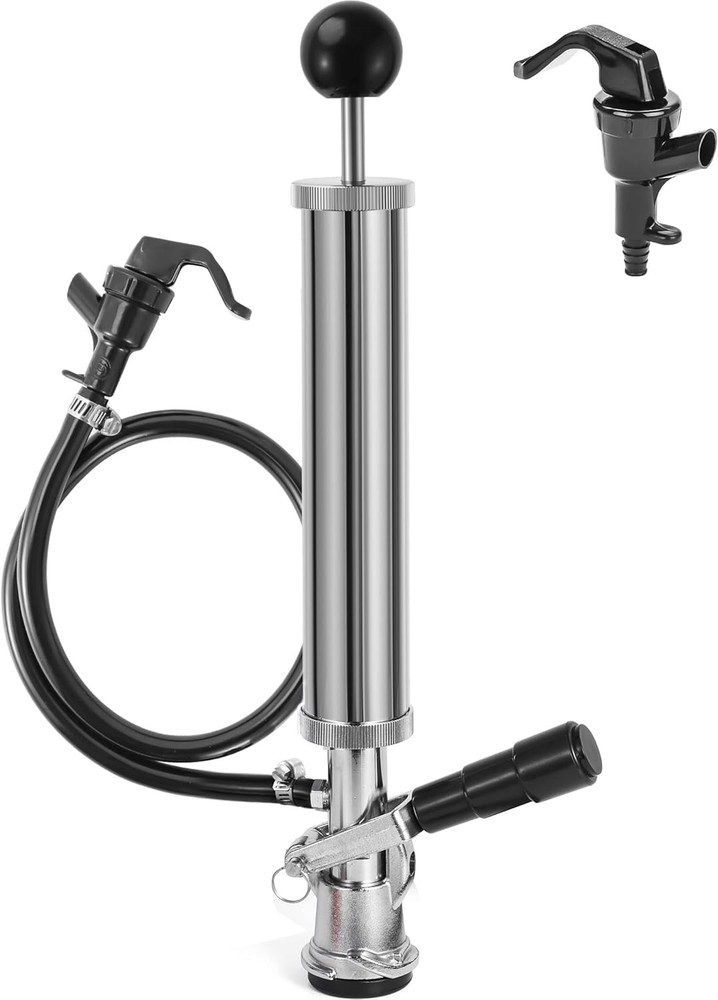 8” Keg Tap Beer Keg Party Pump, D System Beer Taps for Kegs, Kegerator Stainless