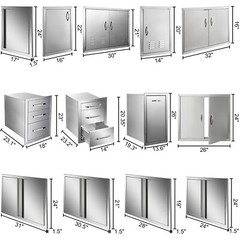 VEVOR Stainless Steel Access BBQ Island Kitchen BBQ Door Drawers Outdoor