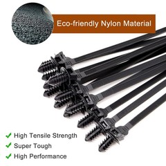 Push Mount Zip Ties, 8 inch Cable Tie Black 8.3×0.2inch (100Pcs),