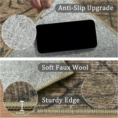2×6 Machine Washable Runner Rug, Kitchen Hallway Area Rug Brown Black Vintage