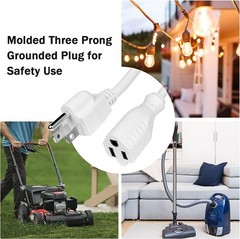 6/8/25/50FT 16/3 Extension Cord Indoor Outdoor White Heavy Duty Extension Cord