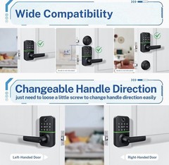 Keypad Smart Door Lock with Handle: Kucacci Keyless Entry Fingerprint Lock