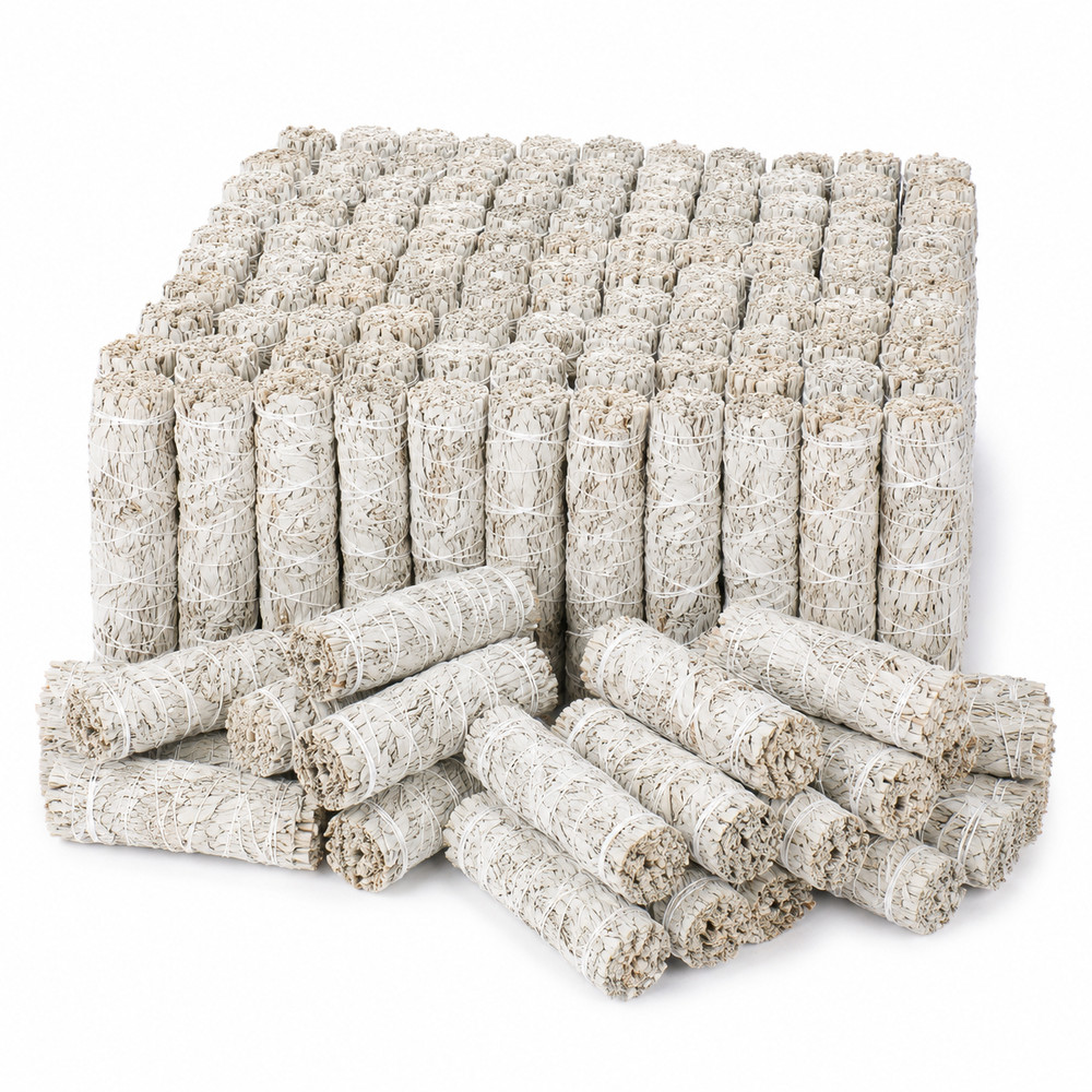 White Sage Smudge Sticks 4″ Bulk 25/50/100 Pack Cleansing Wands California Sage