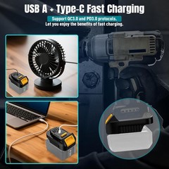 DM18M Adapter,USB and Type C Fast Charging Adapter for Dewalt 20V & for Milwauke