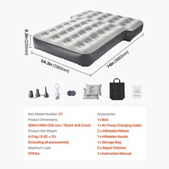 Car Air Mattress Inflatable Camping AirBed for Jeep Wrangler Unlimited 2007-2024