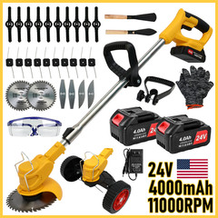 Cordless Weed Eater Electric Brush Cutter Lawn Edger Grass String Trimmer 4.0Ah