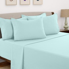 6 Piece Bed Sheet Set 1800 Series Microfiber Comfort Deep Pocket Hotel Bed Sheet
