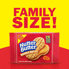 NUTTER BUTTER Double Nutty Peanut Butter Sandwich Cookies Family Size, 15.27 oz.