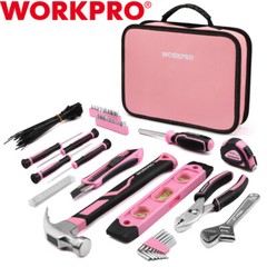WORKPRO 100PIECE Pink Hand Tool Set w/Carrying Pouch Household Tool Kit for Home