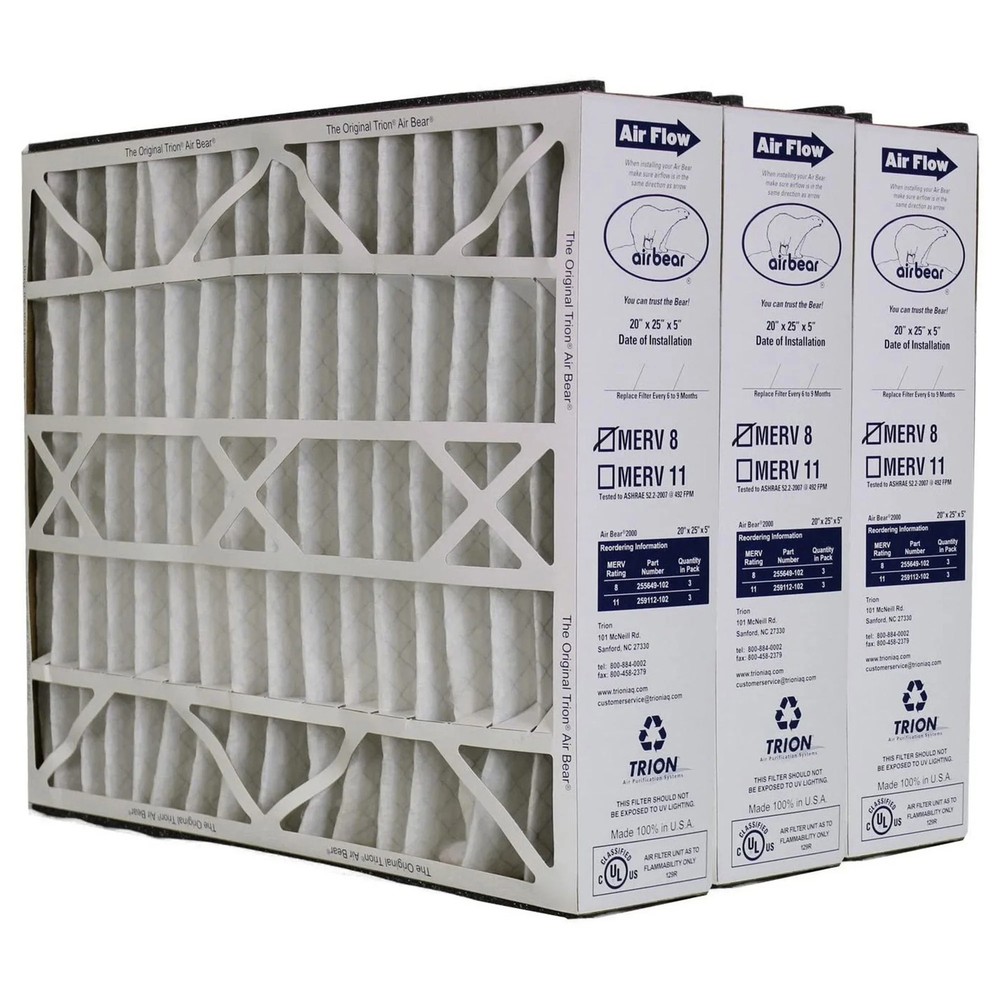 Air Bear 20X25X5 Inch MERV 8 Air Purifier Filter (3 Pack)