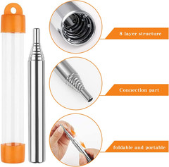 Outdoor Pocket Bellow Stainless Steel Telescopic Blow Fire Tube Blowpipe Tool