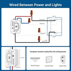 DEWENWILS Wireless Remote Control Wall Light Switch for Ceiling Lights 30M Range