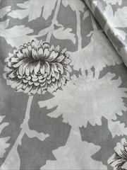 Pottery Barn Mum Gray White Floral Organic Cotton Duvet Cover King Pre-owned EC