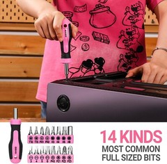 42PCS Pink Tool Set for Home Repair, Womens Tool Kit