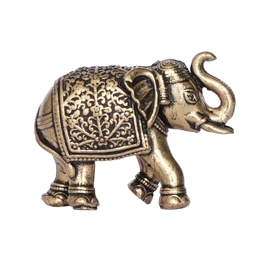 Handcrafted Brass Elephant Décor Showpiece Standard Antique Finish Home 4.57 Cm