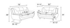 NEW White Leather Gel 2PC Sofa Set Contemporary Modern Living Room Furniture