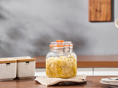 Square Fermentation Jar, 1 Liters Glass Fermenting Jar for Making Sauerkraut, Ki
