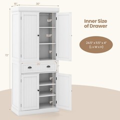 Bestcomfort Kitchen Cabinet Pantry Cupboard Freestanding w/Shelves White