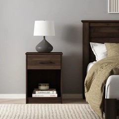 Mainstays Ardent Nightstand with 1 Drawer, Dark Walnut