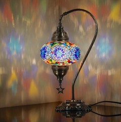 Turkish Moroccan Mosaic Bohemian Colorful Table Bedside Lamp Light Lampshade