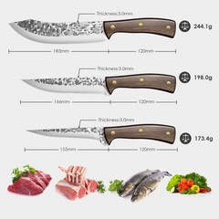 3 Pcs Boning Knives Set Butcher Knife Slaughter Knife High Carbon Steel Cleaver