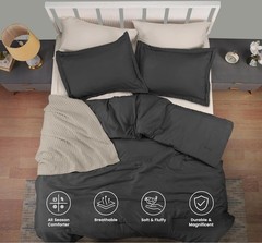 Queen/ King Size Ultra Soft 100% Cotton Down Comforter Reversible Duvet Insert