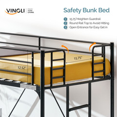 Loft Bed Twin Loft Bunk Bed Frame with Stairs Flat Ladder Rung for Kids Adults