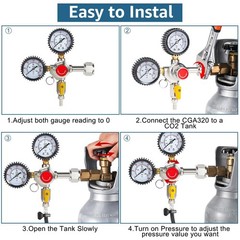 CO2 Regulator Draft Beer Regulator 60PSI Output Pressure Dual Stages Kegerato…