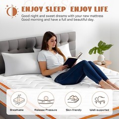 10″ 12″ Pocket Spring Hybrid Mattress, Twin Txl Full Queen King Size