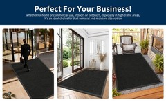 Black Heavy Duty Commercial Entrance Mat Non Slip Beveled Edge Wheelchair Rug