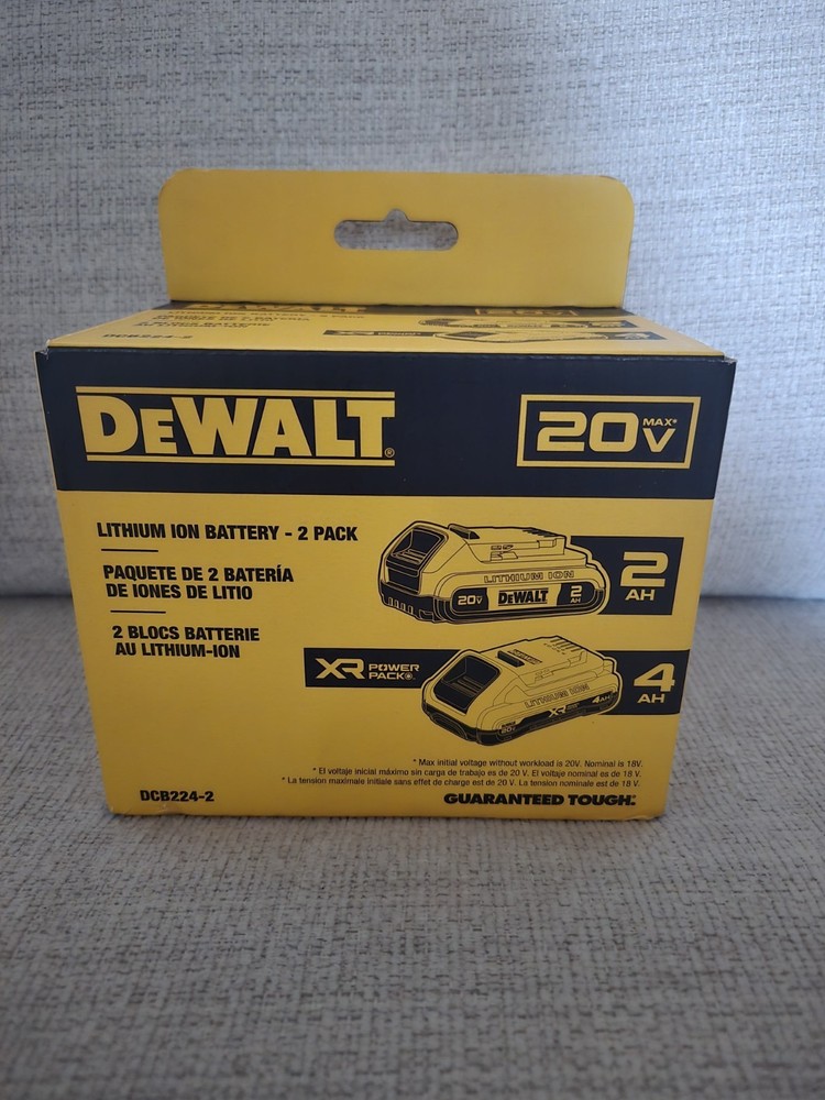 NEW DEWALT 20V MAX 2-Pack Battery Kit (2Ah + 4Ah-power pack) Lithium XR DCB224-2
