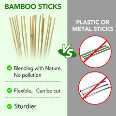 70 Pcs Bamboo Stakes, 5 Feet (57.5Inch) Natural Bamboo Garden Stakes for Plant,
