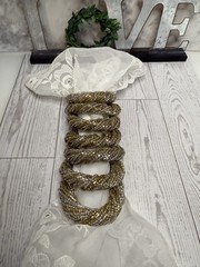 Set of 7 Vintage Beaded Napkin Rings with Tiny Seed Beads Silver Gold India EUC