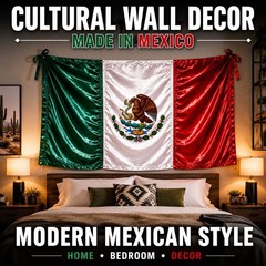 Large Mexico Satin Flag 58×37 Patriotic Mexican Banner Made In Mexico