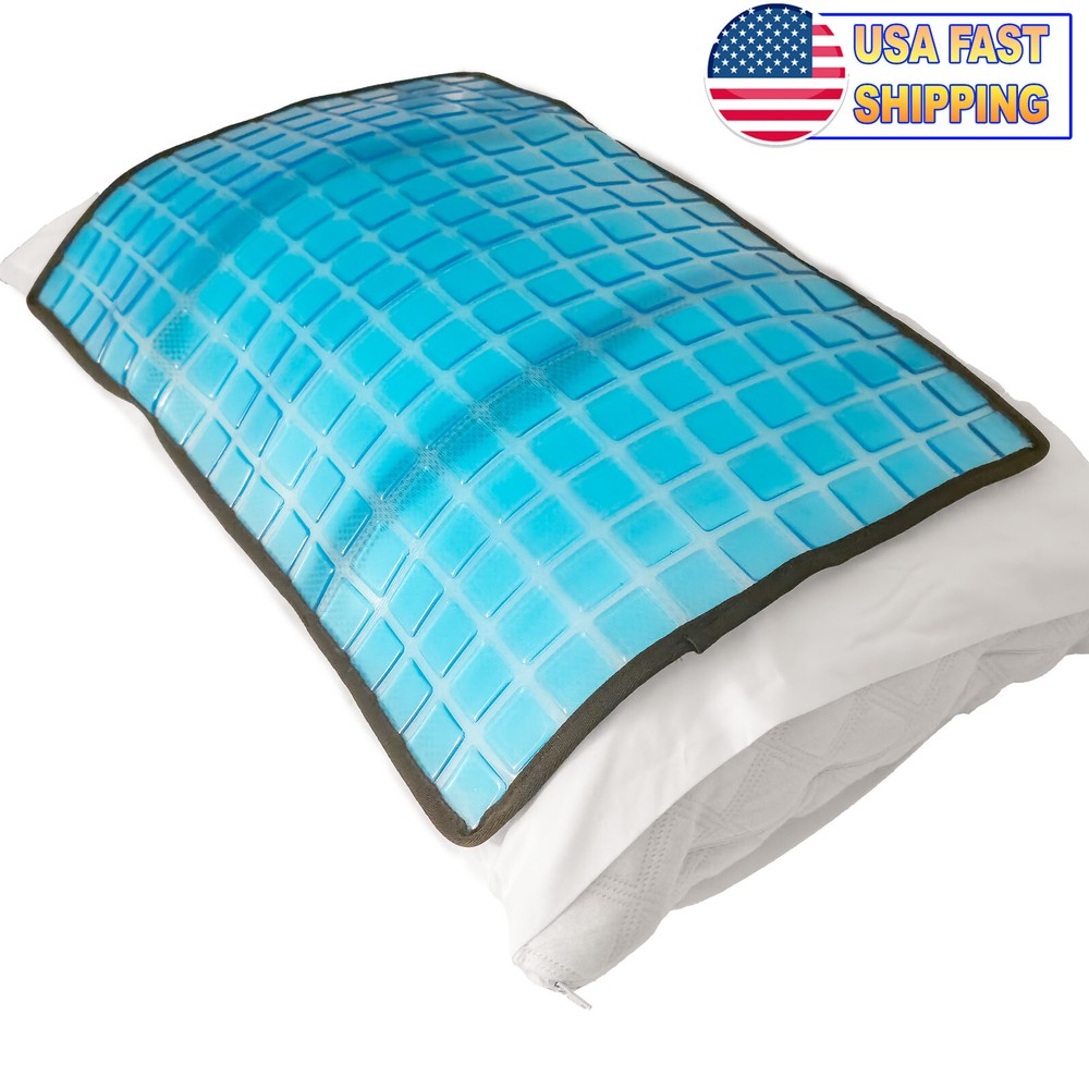 Cooling Gel Pillow Pad w Chill Gel Cells Cooling Mat For Hot Flashes, Dog & More