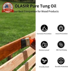 8 oz 100% Natural Pure Tung Oil for Wood Finishing Food Grade Safe, Waterproof T