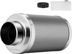 Vivosun 4/6/8″ Air Carbon Filter 38mm Charcoal Bed w/ Pre-Filter for Inline Fan