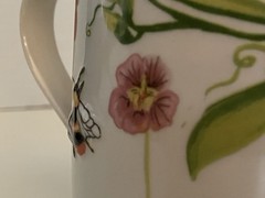 Anthropologie Monarch Monogram Mug “K” Raised Bees Floral, 14 oz, Colorful!