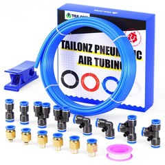 TAILONZ PNEUMATIC Blue 6mm OD 4mm ID Polyurethane PU Air Hose Pipe Tube Kit 1…