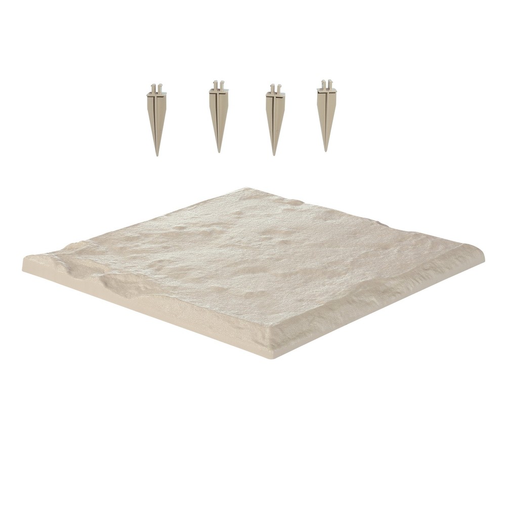 Uimoso 16Pcs Beige Decorative Walkway Pavers with Stakes, 15.5×15.5 in