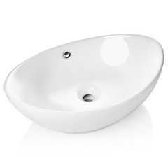 Modern Ceramic Vessel Sink – Bathroom Vanity Bowl – Large Oval White
