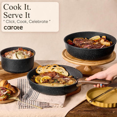 17pcs Non Stick Cookware Set with Detachable Handle, Induction & Oven Safe