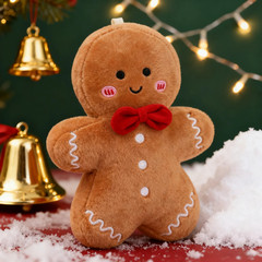 17cm Cute Christmas Gingerbread Man Plush Toy Xmas Tree Ornament Gift