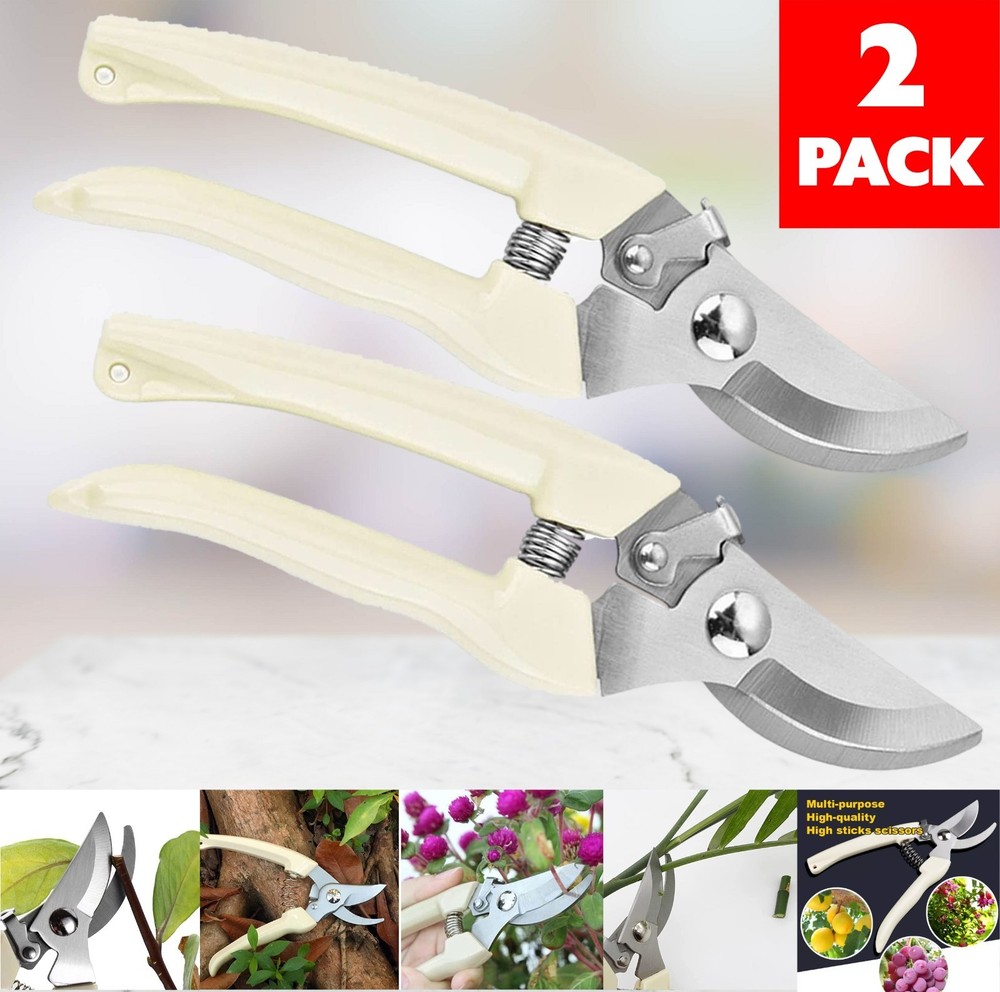 Garden Pruning Shears 2 Pack Gardening Shears Garden Scissors Stainless Steel