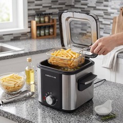 1.5L Electric Deep Fryer with Basket, Nonstick & Cool-Touch, Easy to Clean, 900W