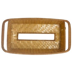 Vintage Woven Rattan Tissue Box Cover Holder Rectangular Basket Decor